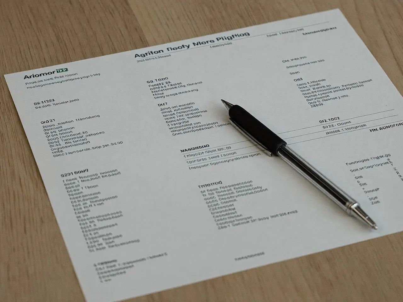 Monthly payment plan documents spread across a desk at home